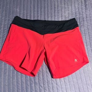 Oiselle Women's Red and Black Athletic Shorts
